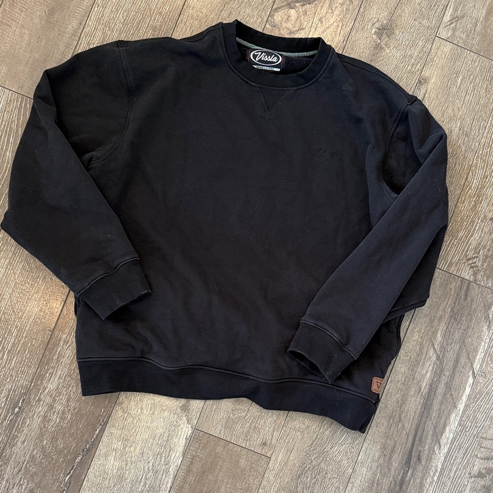 VISSLA Men's Black Crewneck Pullover Sweater